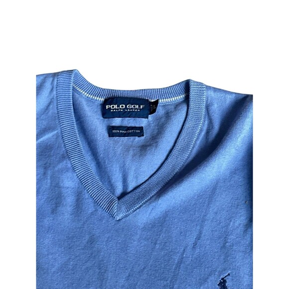 Men's Polo Golf Ralph Lauren Vest Light Blue Pima Cotton sz L Preppy VTG - Picture 2 of 5